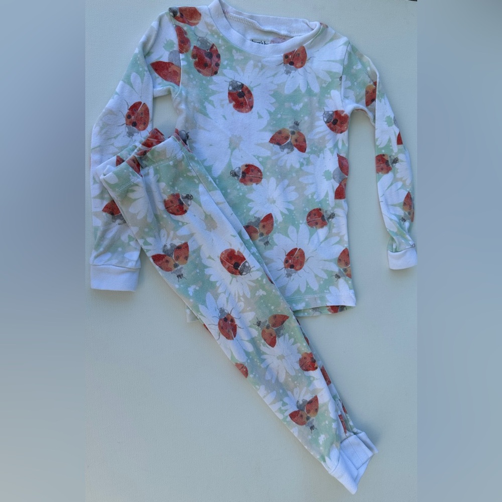 Burt's Bees girl’s Red and Green Matching Pajama Sets. Size 3T. - Picture 2 of 11